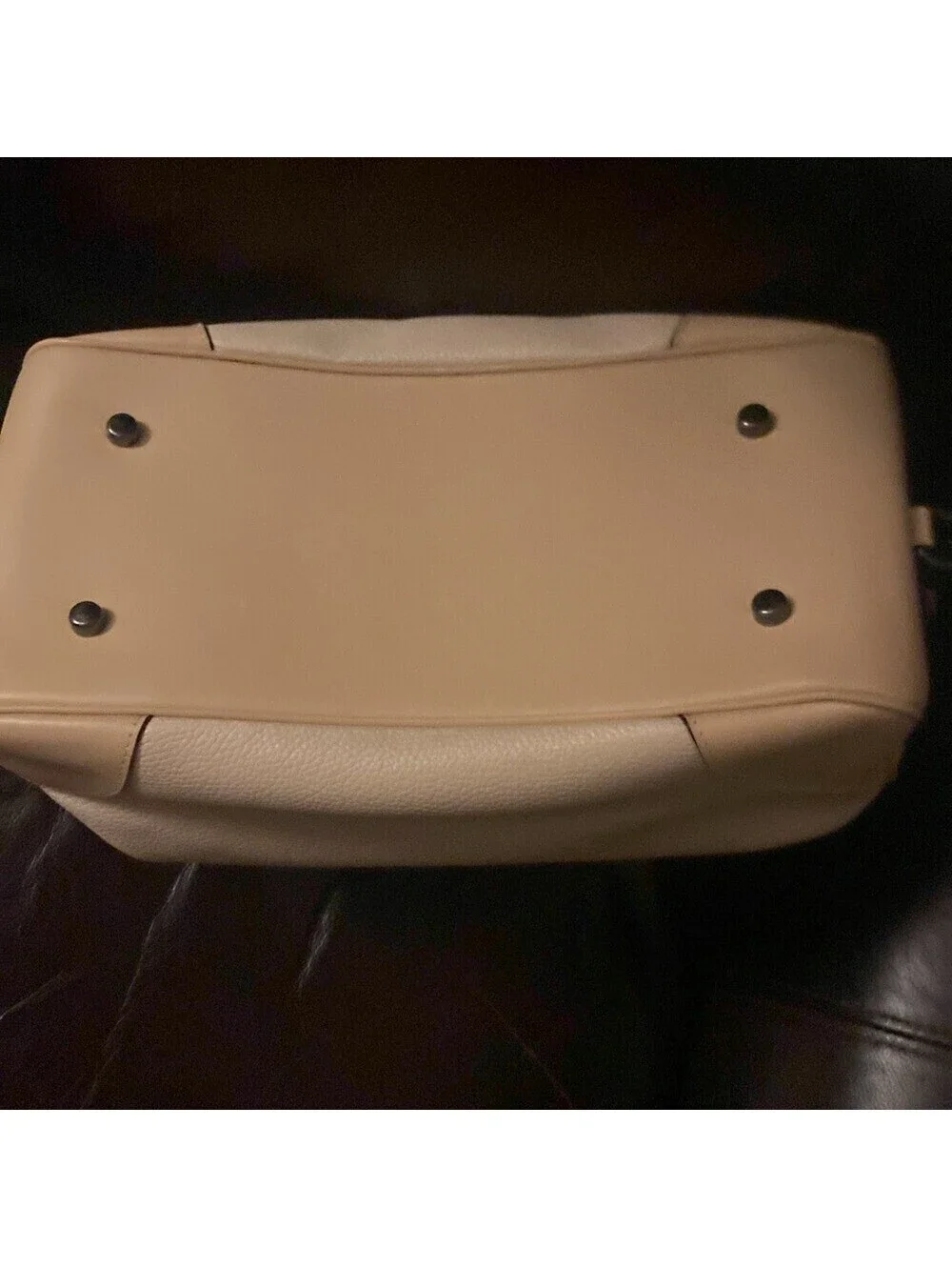 Coach Lane Cream Pebbled Leather Satchel with Coral Handles Snakeskin Detail